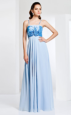 Spaghetti Strap Floor-length Chiffon And Taffeta Evening Dress