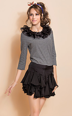 ts afneembare ruche kraag streep blouse
