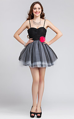 Ball Gown Spaghetti Straps Short/Mini Tulle Cocktail Dress
