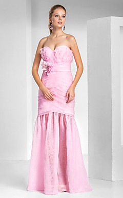 trompeta / sirena cariño palabra de longitud organza vestido de noche