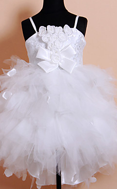 Lovely Spaghetti Straps Satin/Tulle Wedding/Evening Flower Girl Dress