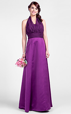 A-line Halter Floor-lengde Chiffon brudepike kjoler