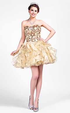 palla abito sweetheart di breve / mini maglieria | abiti da tulle ballo di fine anno
