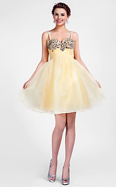 Ball Gown Sweetheart korte / mini organza cocktail jurk