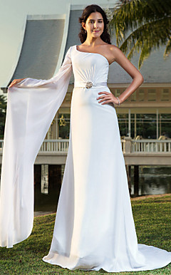 Mantel / Spalte Liebsten Gericht Zug Chiffon Spitze Brautkleid