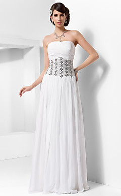 schede / column halster vloer-length chiffon avondjurk