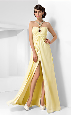 A-line Sweetheart Floor-length Chiffon Evening Dress