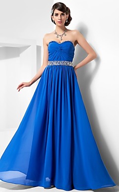 A-ligne sweetheart parole longueur robe de soirée en mousseline de soie