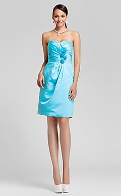 Sheath/Column Sweetheart Knee-length Satin Bridesmaid Dress