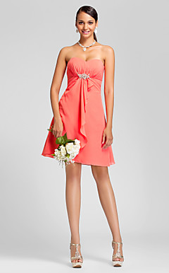 A-line Sweetheart Knee-length Chiffon Bridesmaid Dress
