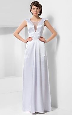Sheath/Column Scoop Floor-length Stretch Satin Evening Dress