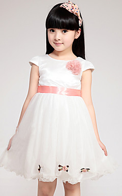 Nice lyhythihainen Tulle / Satin Wedding / Evening Flower Girl Dress
