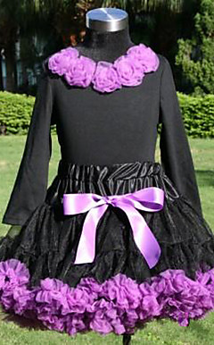 Lange mouwen Bloemen Tops Met bijpassende Pettidress Set Katoen / tule bloemenmeisje jurk