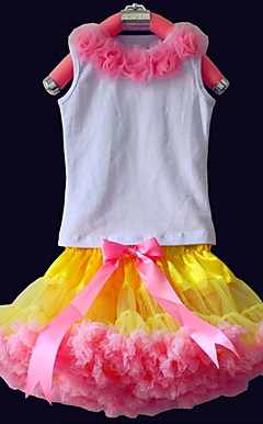 Bloemen Tops Met bijpassende Pettidress Set Katoen / tule bloemenmeisje jurk