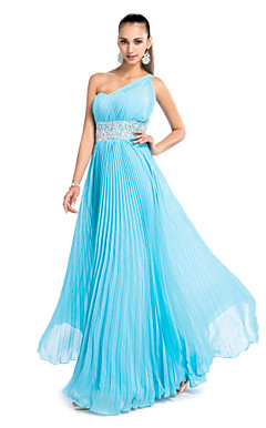 Sheath/Column One Shoulder Floor-length Chiffon Evening Dress