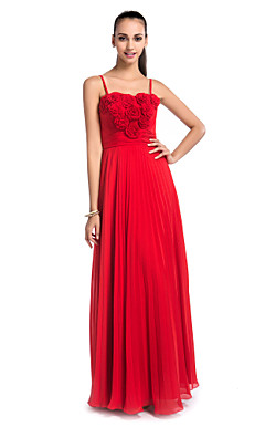 Sheath/Column Spaghetti Straps Floor-length Chiffon Evening Dress