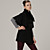 Black Cloak Style Double-breasted Hairy Collar With Belt Coat / Women's Coats (FF-B-0736742)