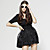  Puff Skirt Half Sleeves Waistband Round Neckline Dress / Women's Dresses  (FF-1802BF009-0853)