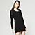  ts perline in vita scollo tondo maniche lunghe vestito largo / donne vestiti