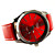  elegante decoração clássica mostradores pu pulseira de couro mulheres assistem homens - vermelho