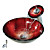  Red Round Tempered glass Vessel Sink With Waterfall Faucet, Mounting Ring and Water Drain(0888-C-BLY-6439-WF)