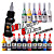  17 flasker af tatovering blæk / 10 * 15 ml, 6 * 5 ml og 1 * 30 ml