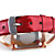  Red PU Leather Band Women's Quartz Wrist Watch with Crystal Decoration