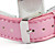  Pink PU Leather Band Women's Quartz Wrist Watch with Crystal Decoration
