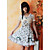  à manches courtes mi-longueur de camélias coton fleuri pays Lolita Robe