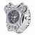  Frauen in Mode Legierung Ring analogen Uhr mit Schmetterling-förmige Gehäuse (silber)