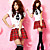  School Girl Red Check Pattern Skirt Polyester Costume (3 Pieces)