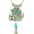  Silver With Turquoise Elephant Necklace With Tassel