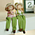  polyresin 2 peças conjunto boneca pintada à mão