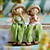  polyresin 2 peças conjunto boneca pintada à mão