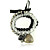 Black And White Layered Ladies' Strand Bracelet With Heart And Bow