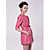  3/4 Sleeve Collarless Party/ Career Lambskin Leather Coat With Belt (More Colors)