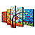  Hand-painted Abstract Oil Painting with Stretched Frame - Set of 5