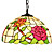  2 - Light Tiffany Pendent Lights with Rose Pattern