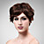  capless parrucca 100% capelli umani breve di alta qualità naturale sguardo scuro parrucca castano capelli ricci (0463-lpp570)