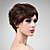  capless parrucca 100% capelli umani breve di alta qualità naturale sguardo scuro parrucca castano capelli ricci (0463-lpp570)