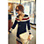  Fashion V-neck Stripes Long Sleeve Knitwear