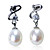  Gorgeous Sterling Silver Fresh Pearl Earrings with Crystal