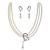  Ivory Pearl Two Piece Two Layer Ladies Necklace and Earrings Jewelry Set (38 cm)