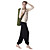  Japannes Cotton Long Sleeve Sports Yoga Suit (White Pleated Tops+Black Pants)