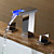  Two Handles LED Hydroelectric Waterfall Sink Faucet