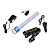  Rechargeable 4-Mode Red and White Warning Torch + 3-Mode Cree R2 LED Flashlight Set (Assorted Colors)