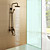  Antique Brass Single Handle Wall Mount Rain + Handheld Shower Faucet