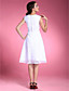  A-line V-neck Knee-length Lace Satin Mother of the Bride Dress