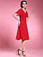  A-line Princess V-neck Knee-length Chiffon Mother of the Bride Dress