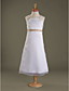  A-line Spaghetti Straps Tea-length Satin Organza Junior Bridesmaid Dress